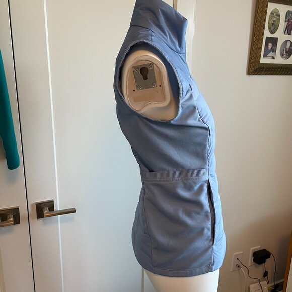 Lululemon Down For It All White Goose Down Fill Full Zip Running Vest Blue Sz 6 - Picture 5 of 15